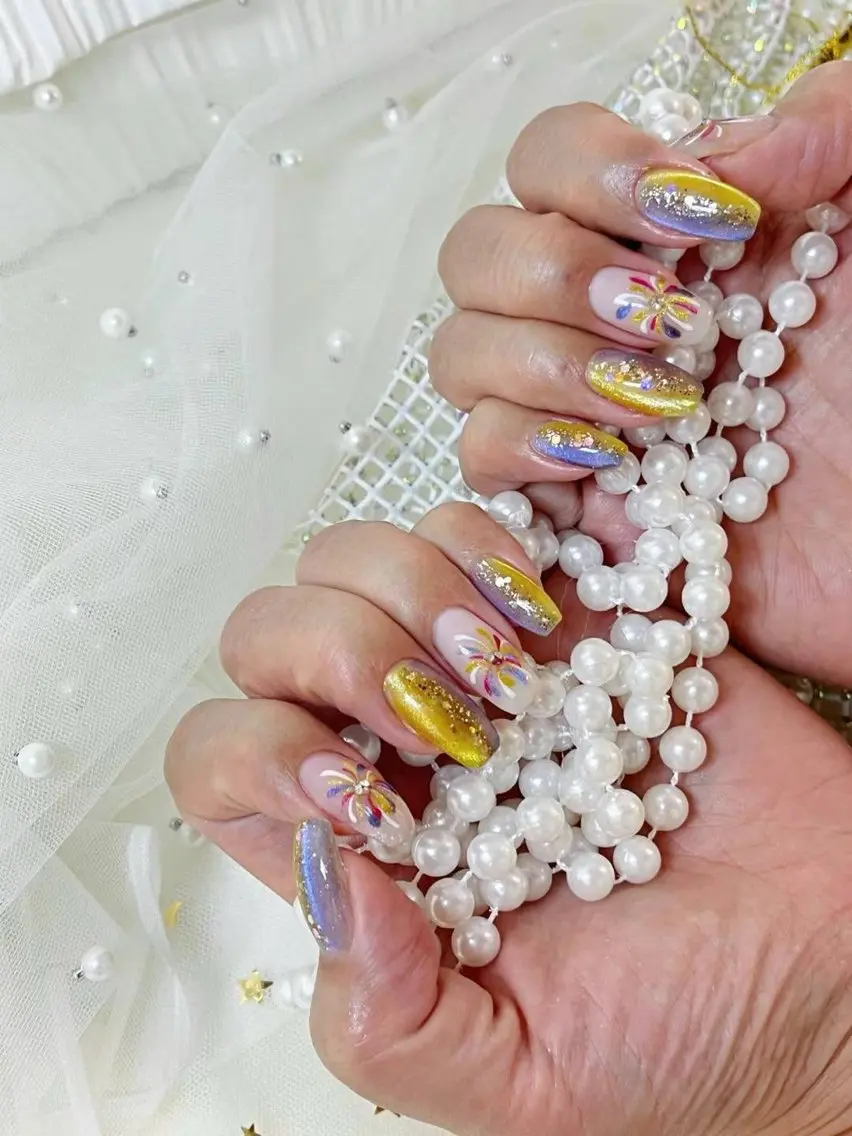 ネイル アートネイル ブルー フラワーネイル フットネイル ジェルネイル Babarla nailのネイルデザイン