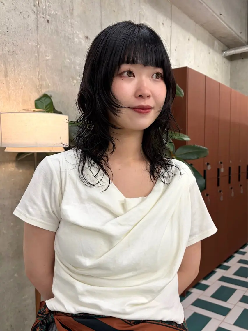 ミディアム ミディアムパーマ レイヤーカット カット トリートメント RIN🎀レイヤー/ ボブ/オリーブカラーのヘアスタイル