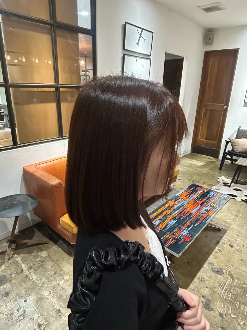 ミディアム カラー ブラウンカラー ヘアカラー スエキ タクミ／昭島のヘアスタイル