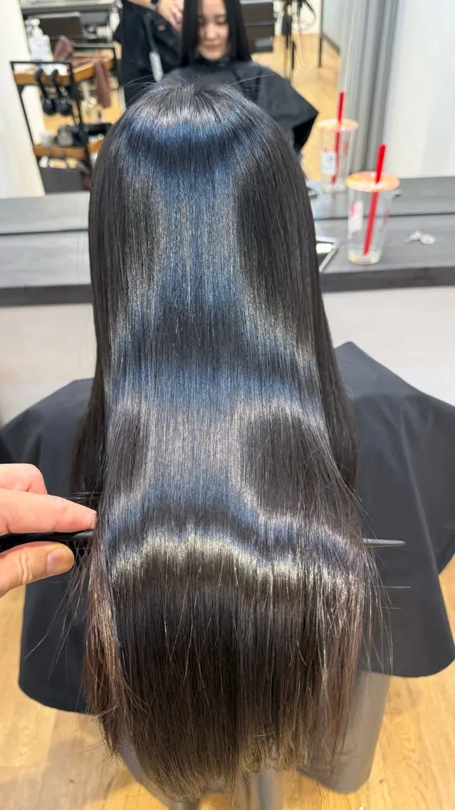 ロング カット 縮毛矯正 トリートメント SNS撮影用 髪質改善モデル募集のヘアスタイル