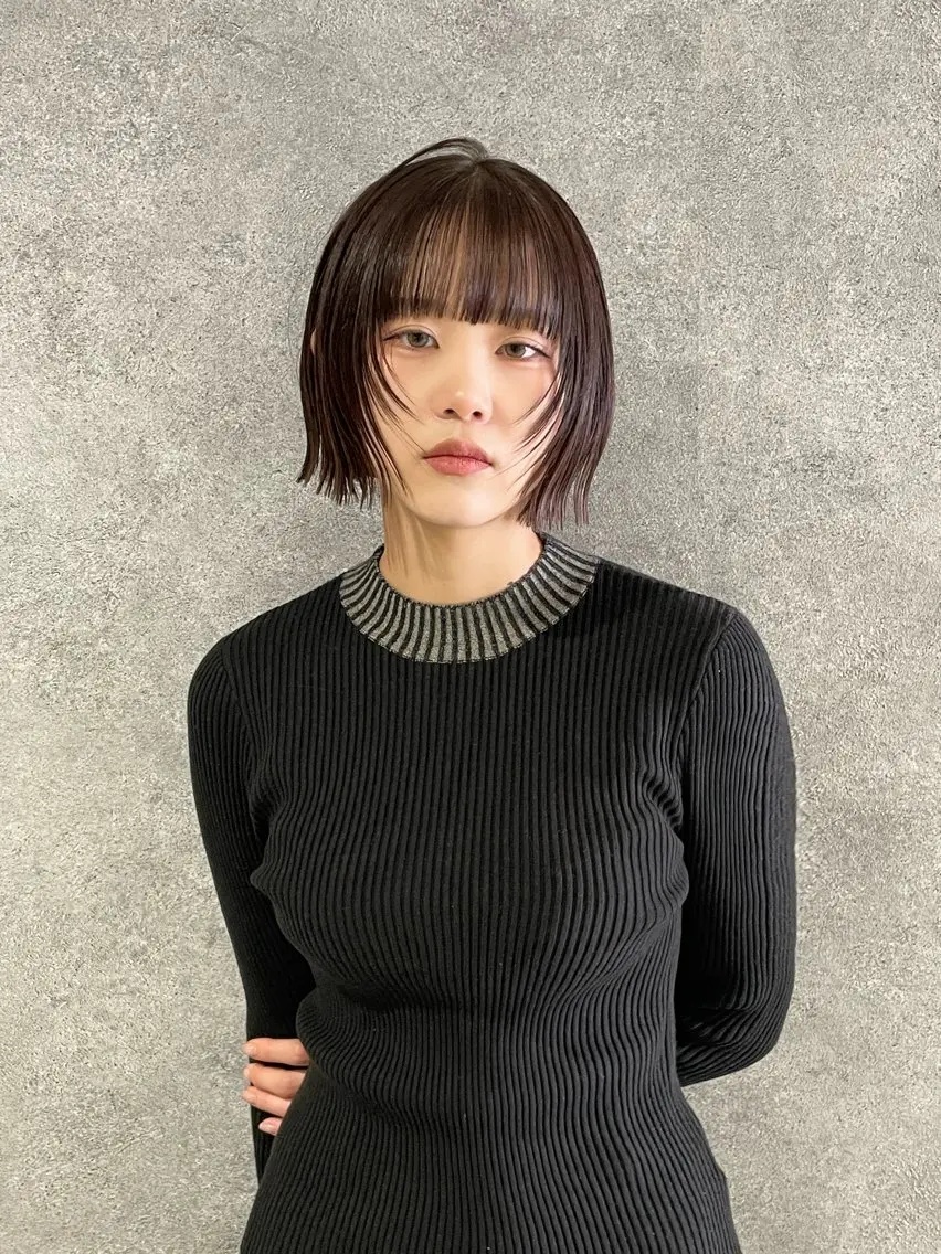 ショート カラー 切りっぱなしボブ ボブ 髪質改善 韓国風ヘア レイヤーカット カット ヘアカラー トリートメント RURI韓国ボブ 🇰🇷タッセルボブのヘアスタイル