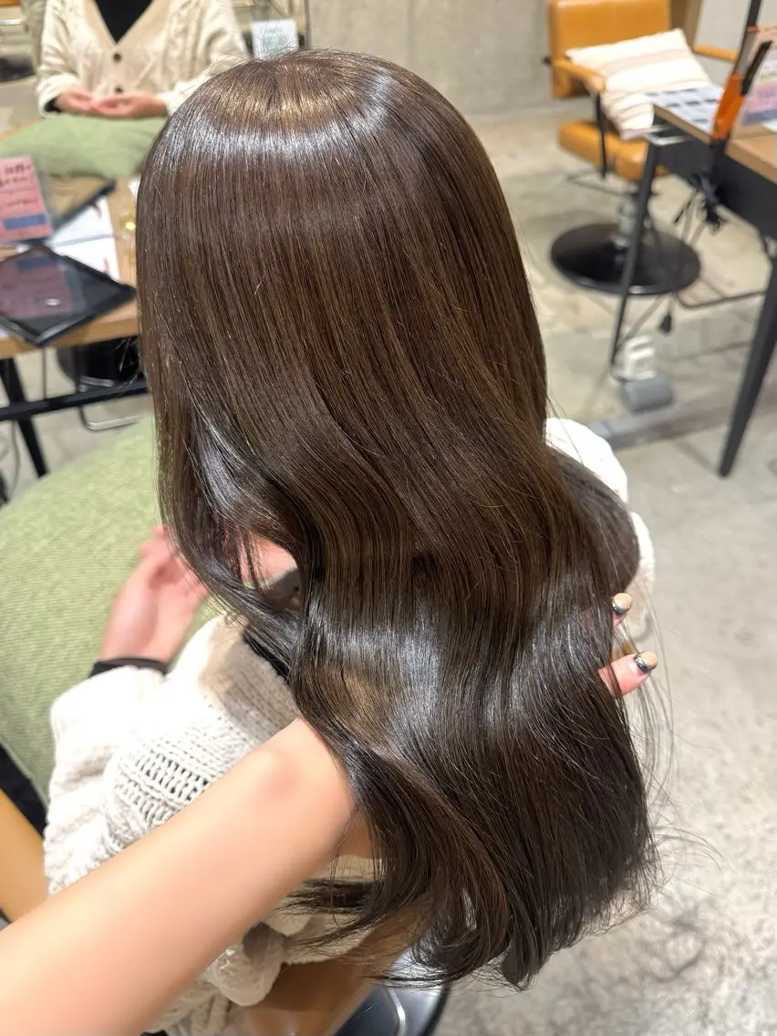 ロング カラー ヘアアレンジ グレージュ カット ヘアカラー トリートメント ヘッドスパ 顔まわり/艶カラー/ 🤎himari🤎のヘアスタイル