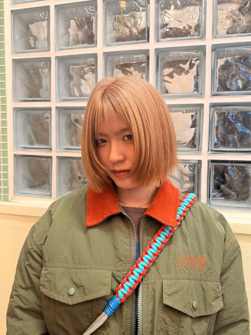 ショート ボブ レイヤーカット カット ヘアカラー トリートメント 顔周りレイヤー☆ スパ☆石上遥楓のヘアスタイル
