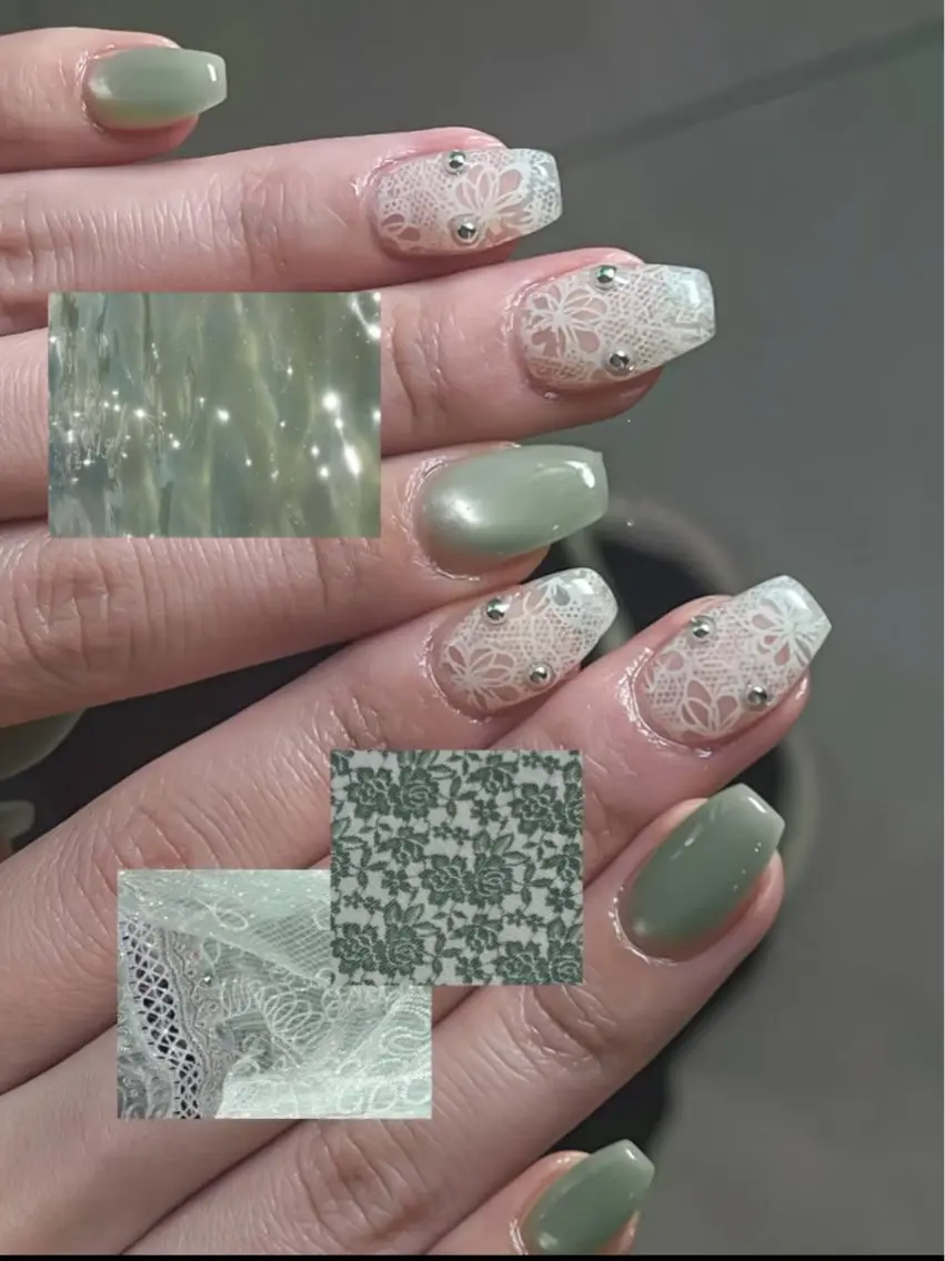 【人気No.1】🔥マグネット💧×レースネイル 🎀¥4,980🫧🌫️の写真