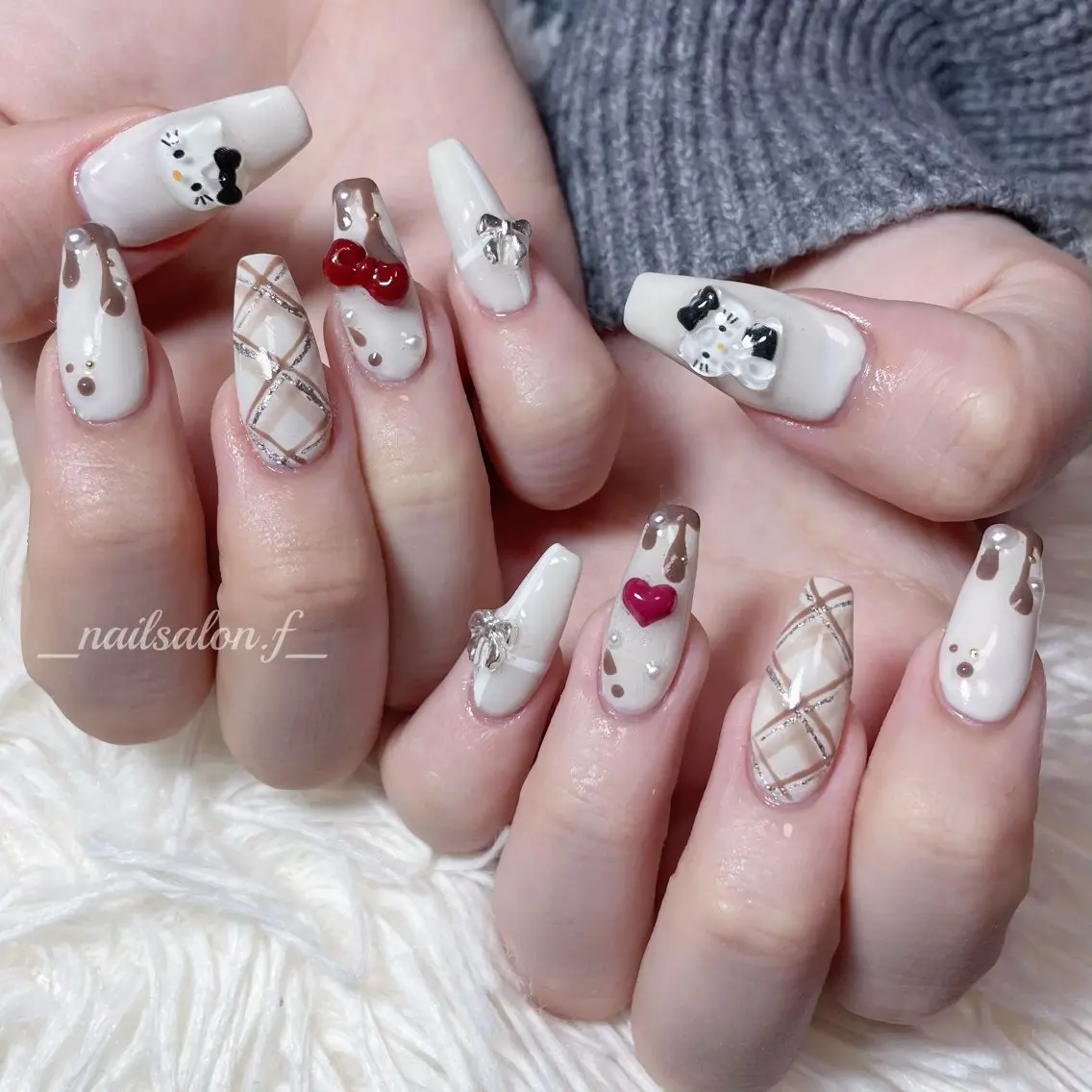 ネイル バレンタイン ハンドネイル Nailsalon Fのネイルデザイン