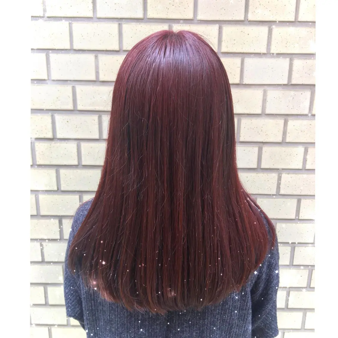 セミロング カラー レッドカラー オルチャンヘア 韓国ヘア得意❤︎森澤 悠佳のヘアスタイル