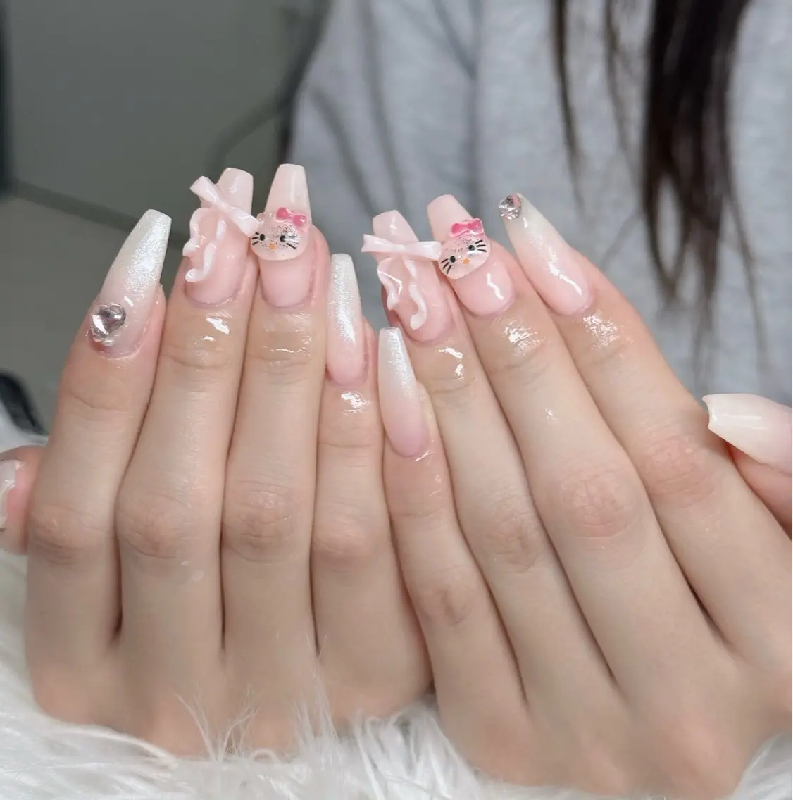 ネイル ロングネイル マグネットネイル リボン 夏ネイル スーパーロングネイル Hani Nail Salonのネイルデザイン