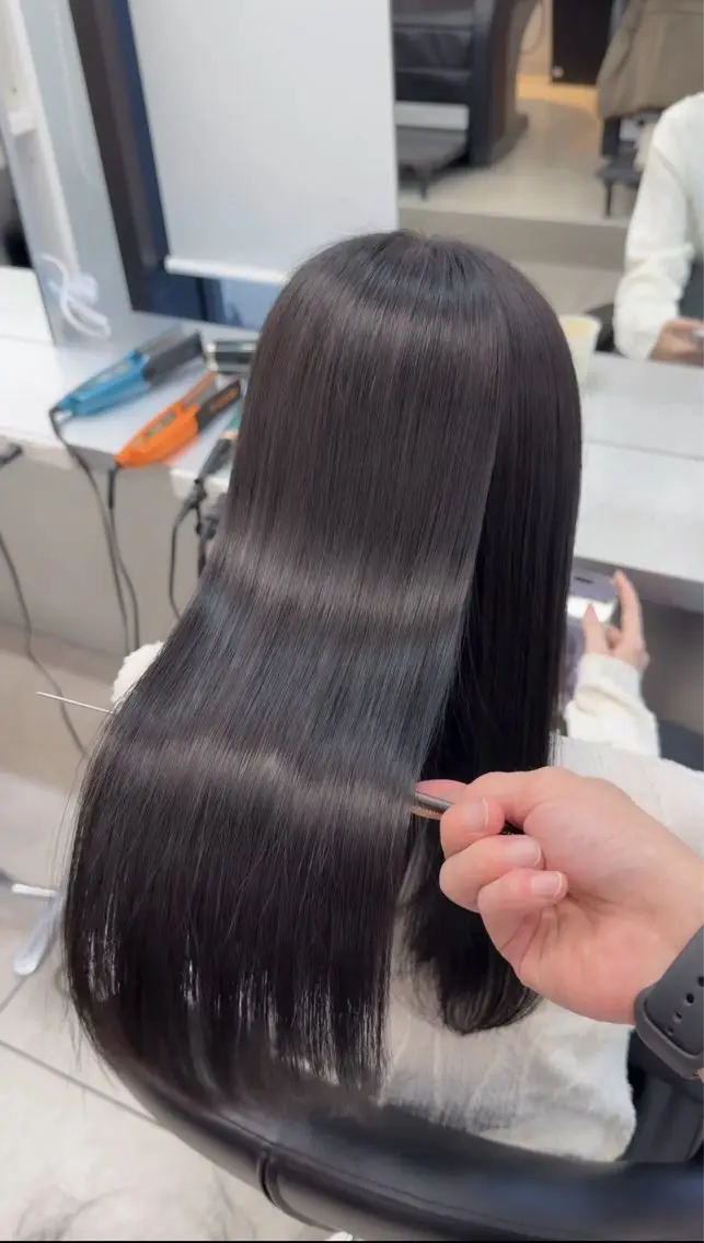ロング カット 縮毛矯正 トリートメント 梅田髪質改善 韓国カット/星野綾哉のヘアスタイル
