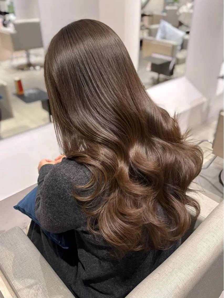 ロング カラー ベージュカラー ミント ミントベージュ 韓国風ヘア レイヤーカット カット ヘアカラー トリートメント 銀座/韓国レイヤー/ 艶カラー🍓原田侑依のヘアスタイル