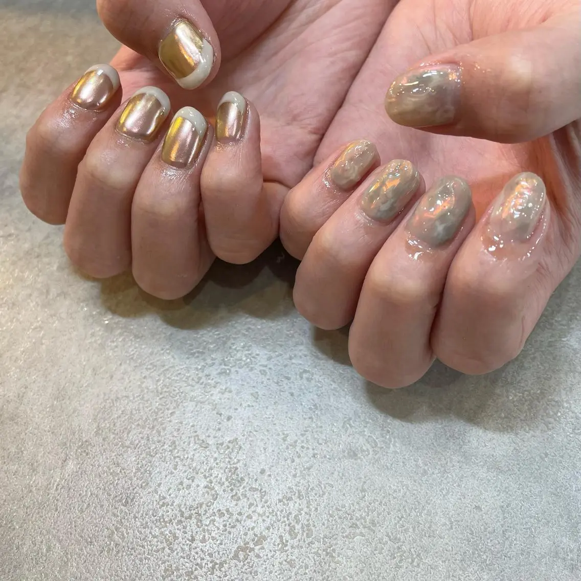 ネイル オーロラネイル フレンチネイル ぷっくりネイル Nail Salon Gummi.のネイルデザイン