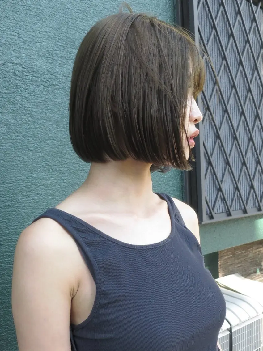 ショート カラー オリーブカラー ボブ カット ヘアカラー トリートメント yuma/ボブ/ミデ ィアム/透明感カラーのヘアスタイル