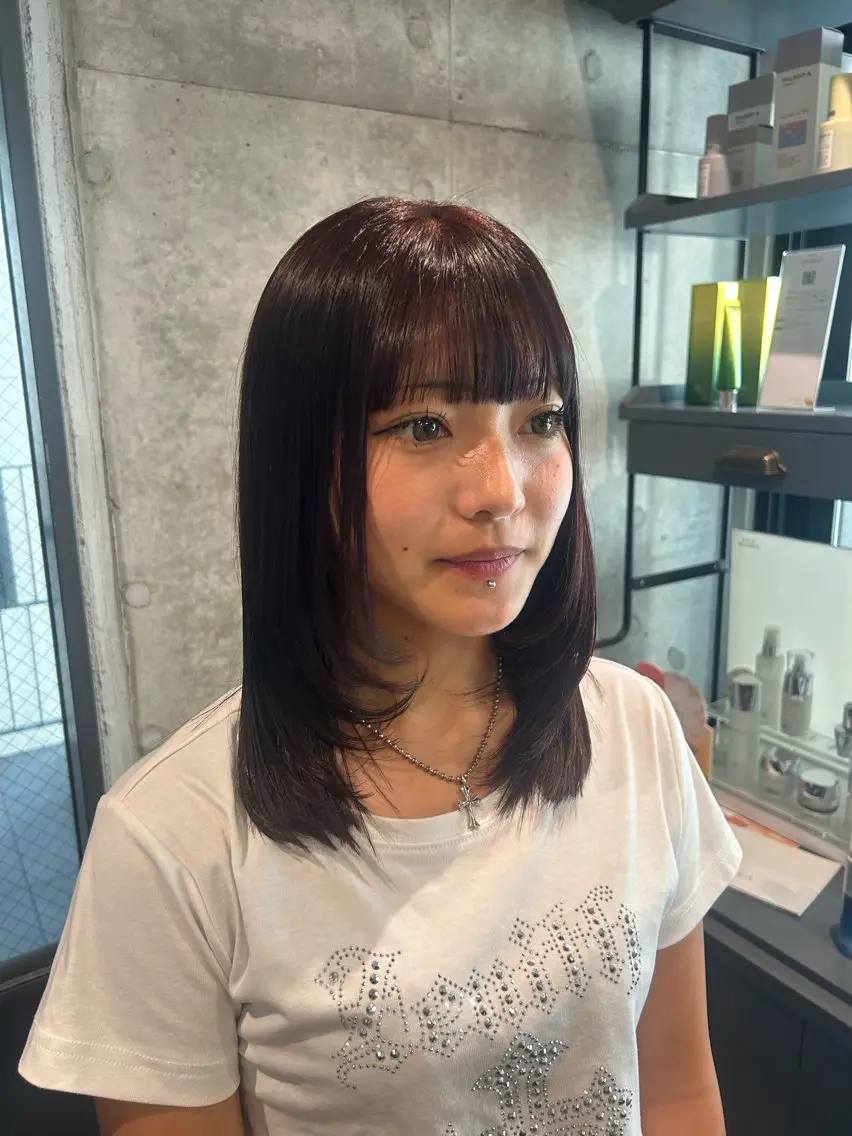 ミディアム カラー 透明感カラー/縮毛/ chino🍀のヘアスタイル