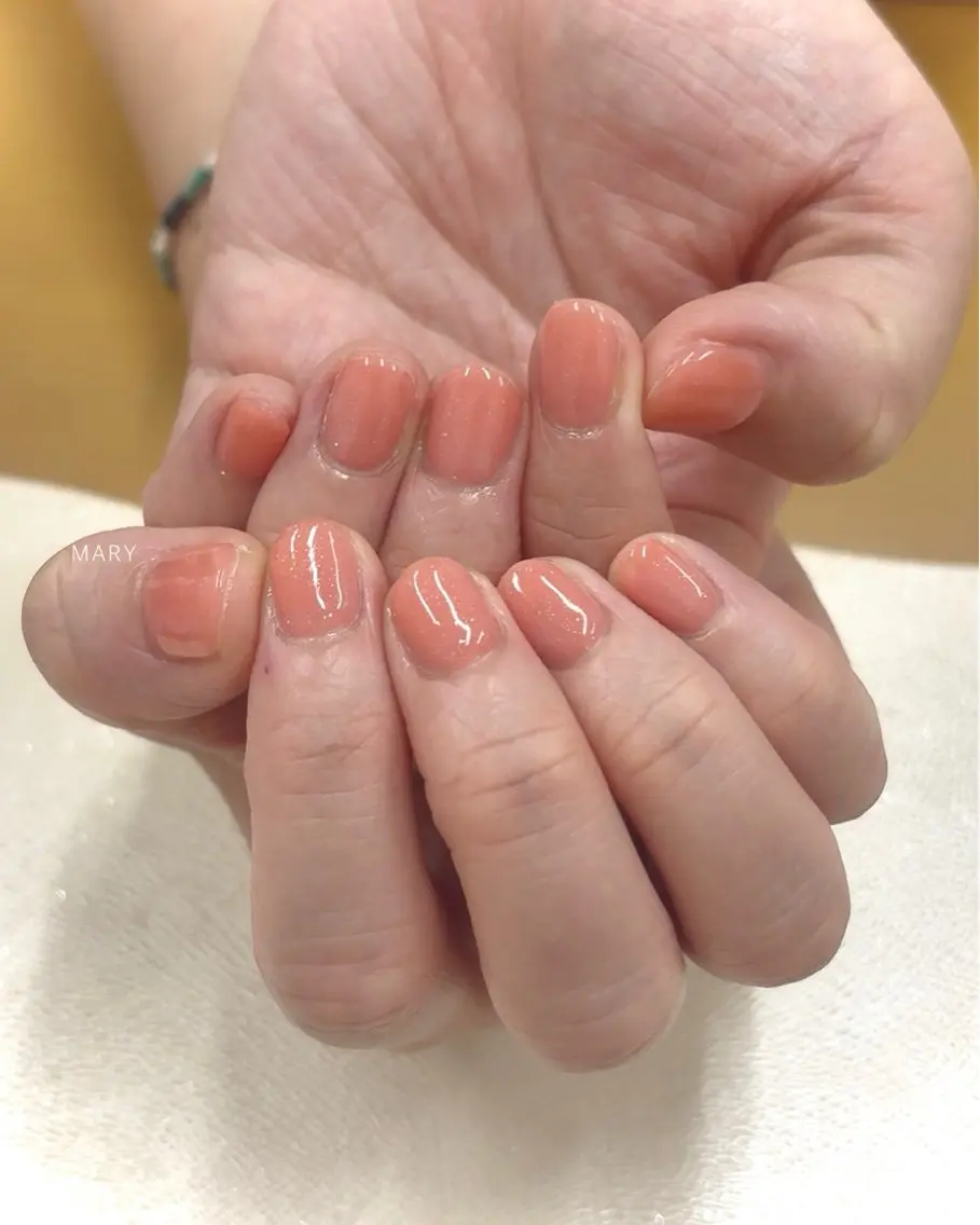 ネイル ワンカラーネイル ピンク シンプルネイル ハンドネイル Mary nail .narumiのネイルデザイン