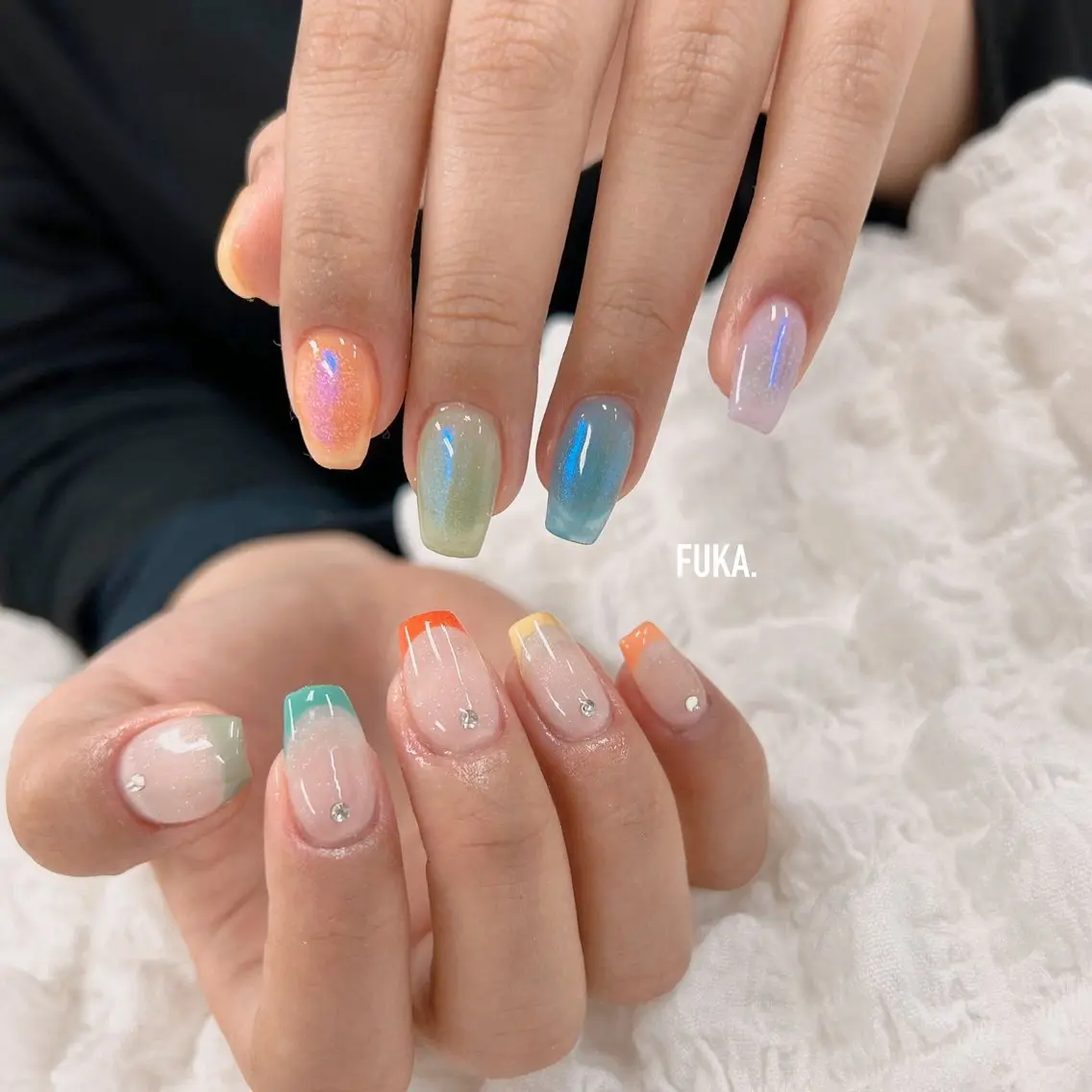 ネイル 氷ネイル・うるうるネイル ミラーネイル ハンドネイル Nail♡Fuka. /6月予約受付中のネイルデザイン