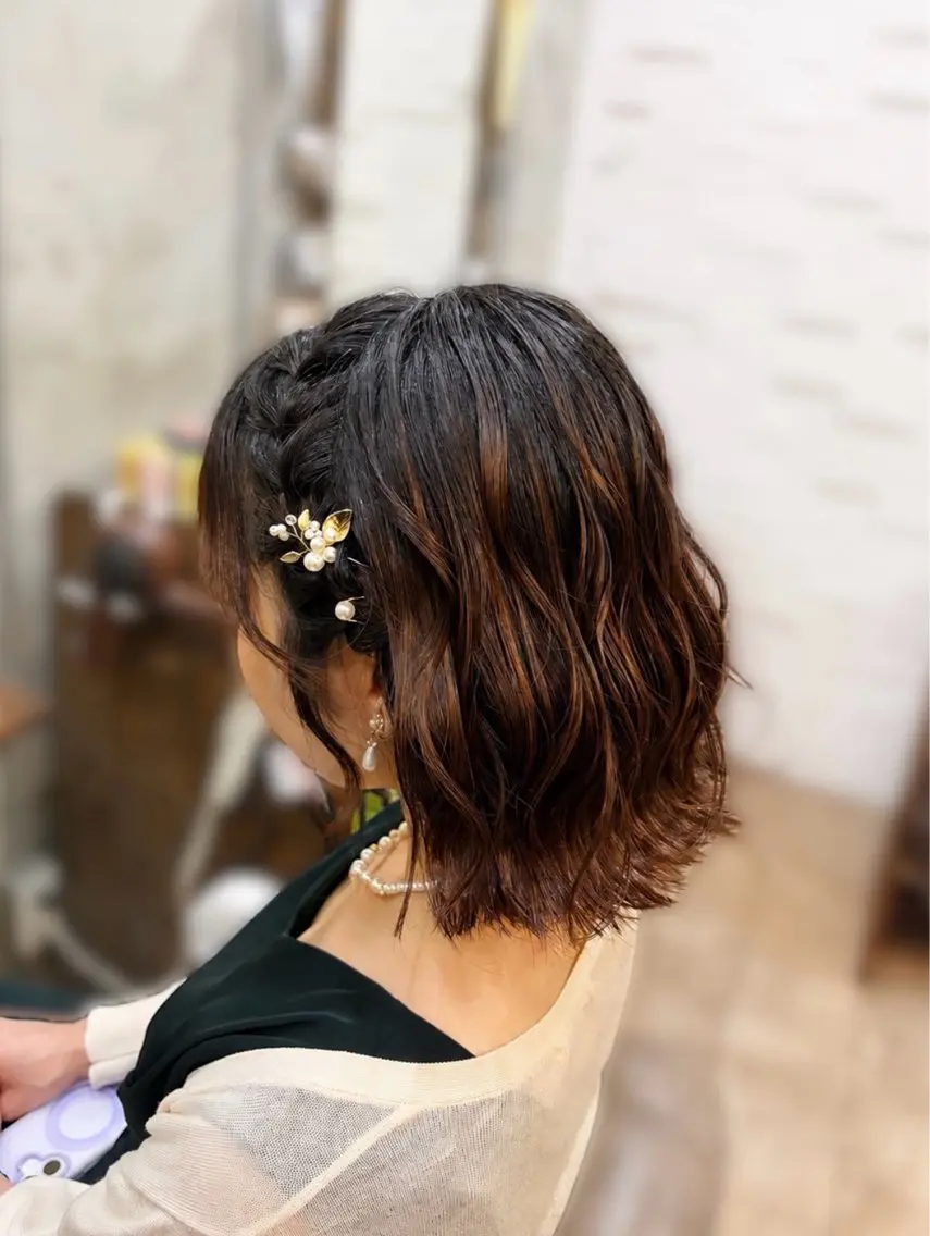 ミディアム ヘアアレンジ ヘアセット 中村 優花のヘアスタイル