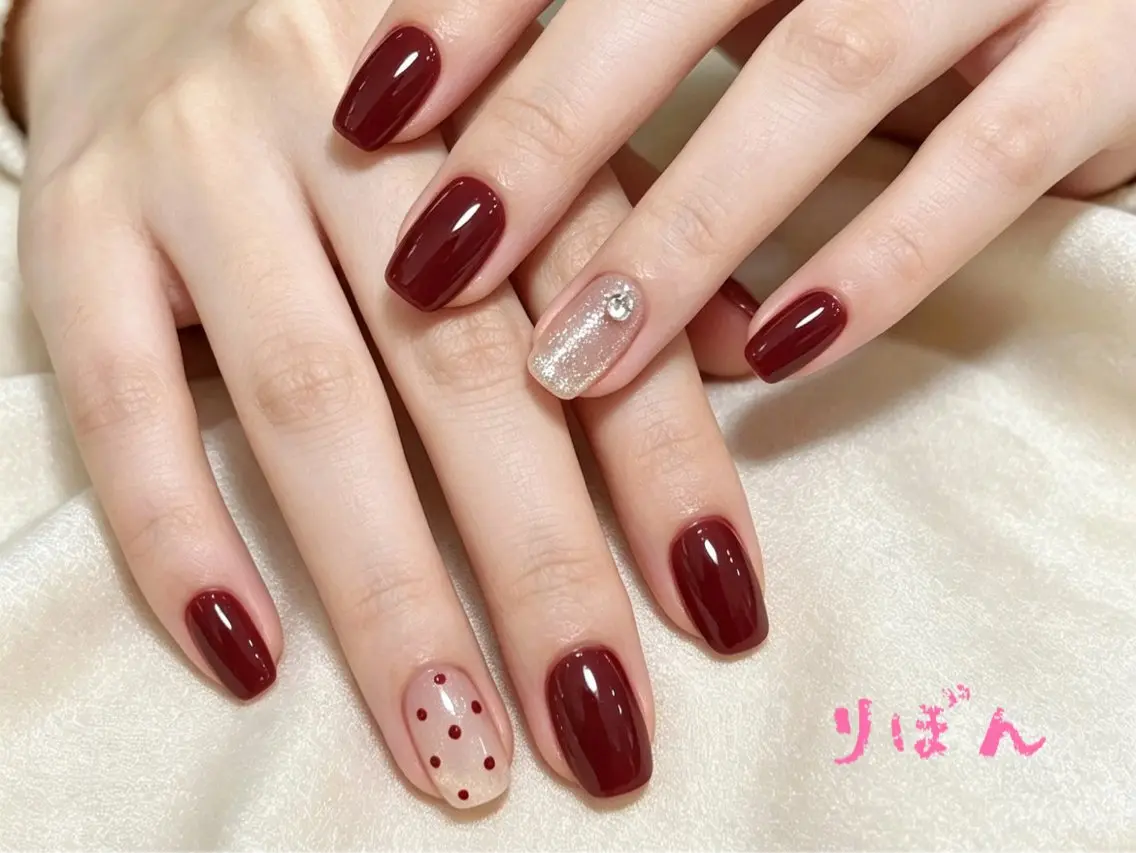 ミディアム 入学式 卒業式のヘアスタイル 韓国風ヘア ハンドネイル りぼん Re:Bonrのネイルデザイン