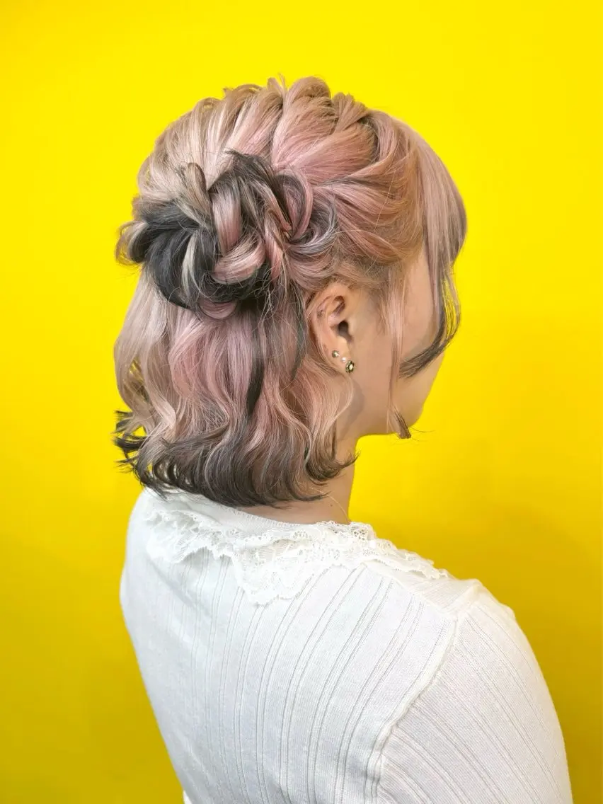ミディアム ヘアアレンジ ボブ ヘアセット 新宿|ヘアセット専門 |aira*。゚のヘアスタイル