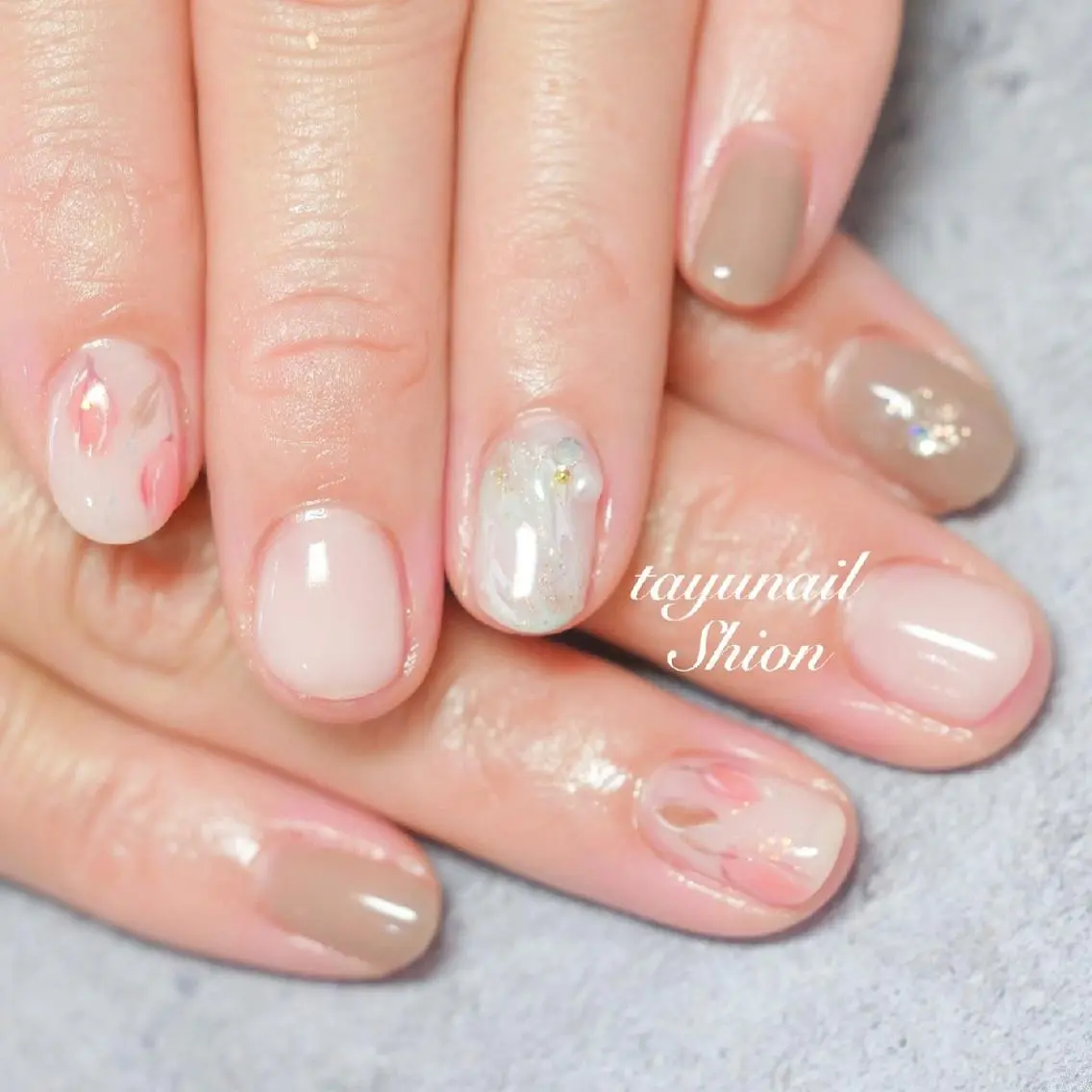 ネイル アートネイル ブルー ジェルネイル パラジェル 春ネイル ネイルサロン 【たゆnail】のネイルデザイン