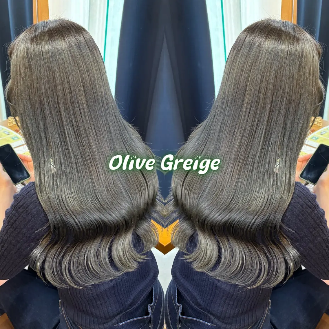 ロング カラー ブリーチ 透明感カラー グレージュ ブリーチなしカラー オリーブグレージュ 🌼ブリーチ/個性派 ヘアセットMei🌼のヘアスタイル