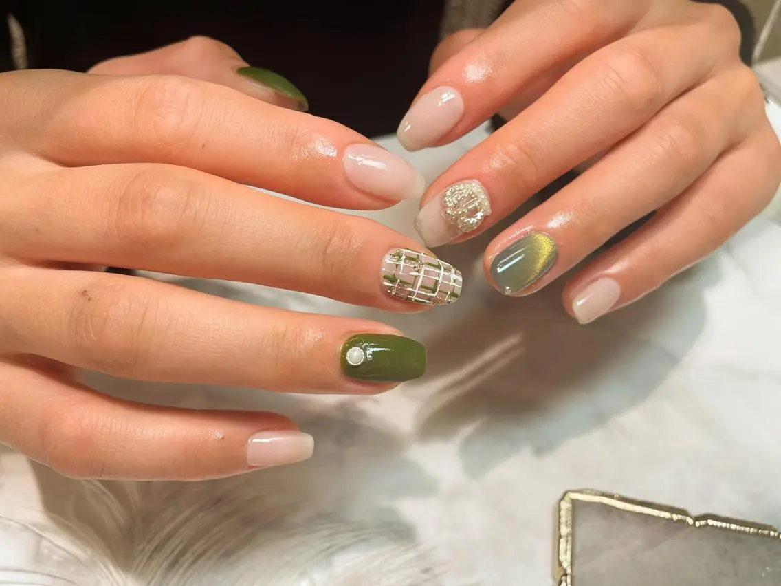 ネイル マグネットネイル ツイードネイル ハンドネイル Aing nail 澤瀬のネイルデザイン