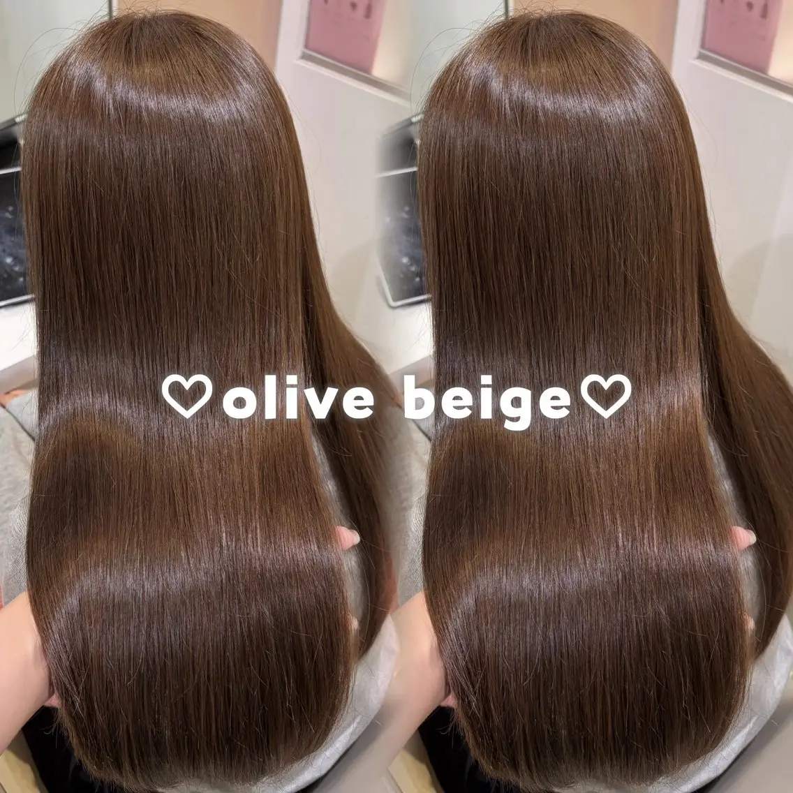 ロング カラー ベージュカラー オリーブベージュ ヘアカラー トリートメント ♡透明感カラー/新宿 縮毛矯正/Rina♡のヘアスタイル