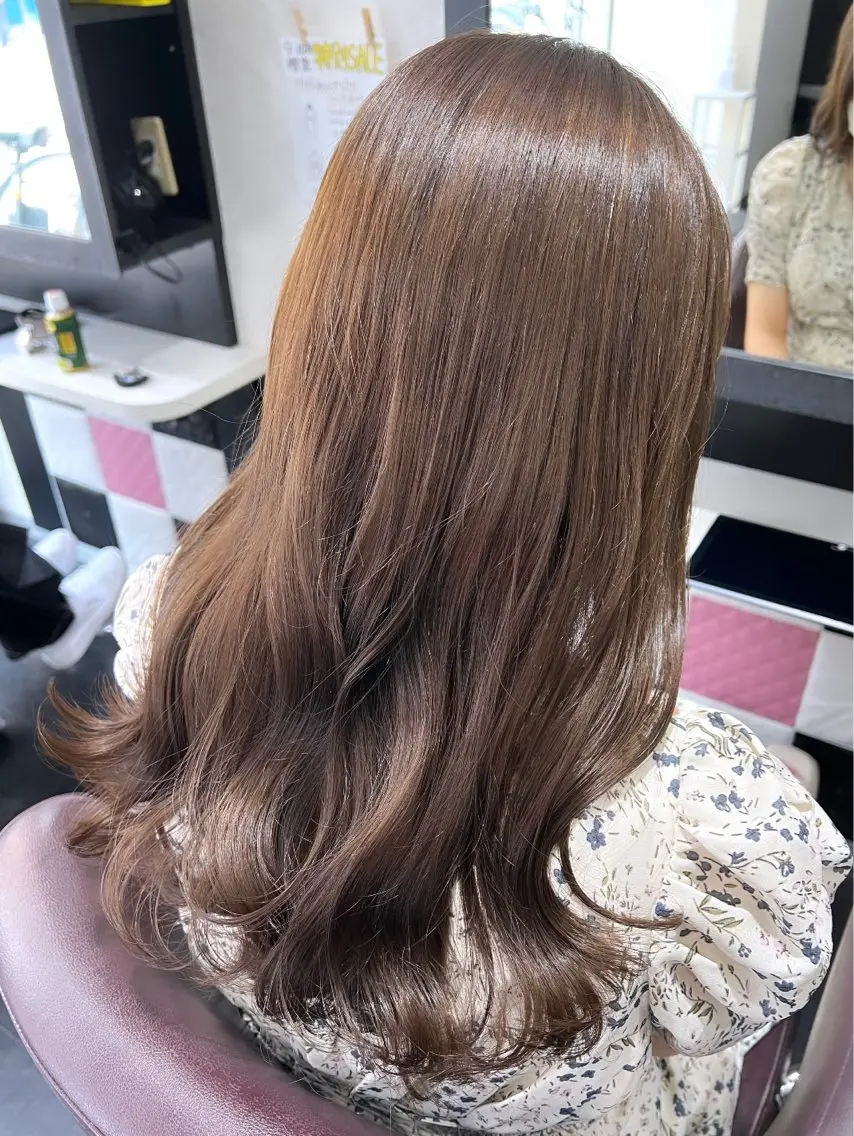 ロング カラー ベージュカラー ブラウンカラー ショコラグレージュ チョコレートブラウン ココアベージュ カット ヘアカラー トリートメント 艶髪 ♡Tomiyaのヘアスタイル