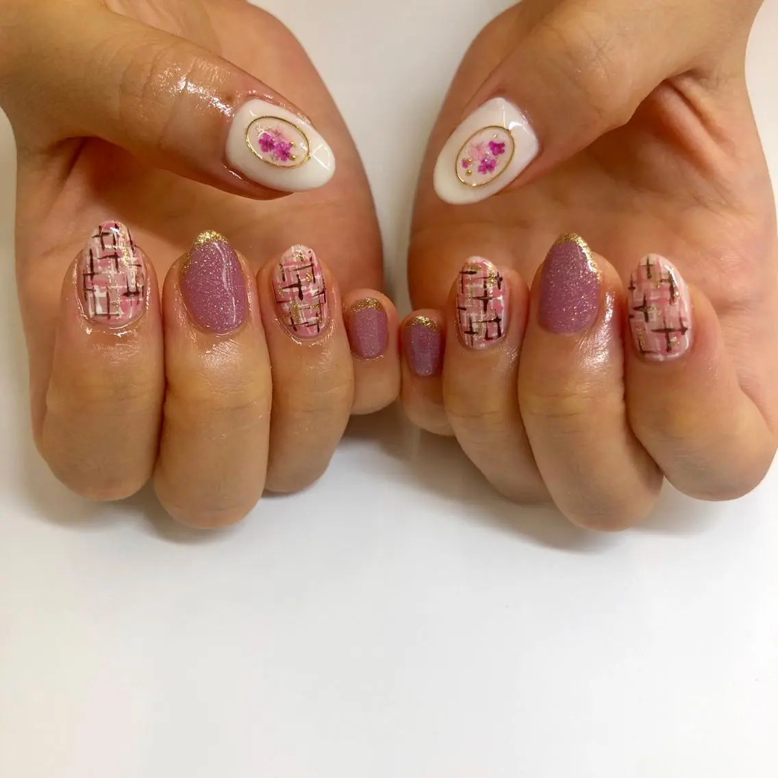 ネイル ツイードネイル 🎀AYAKO 🎀中韓ネイルのネイルデザイン