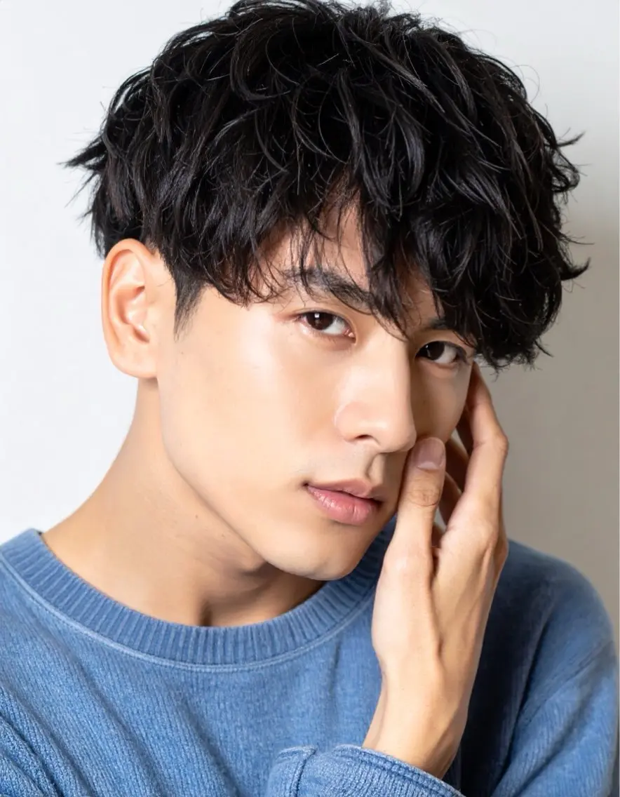 ショート パーマ メンズ マッシュ メンズパーマ カット ヘッドスパ men’s SUNのヘアスタイル
