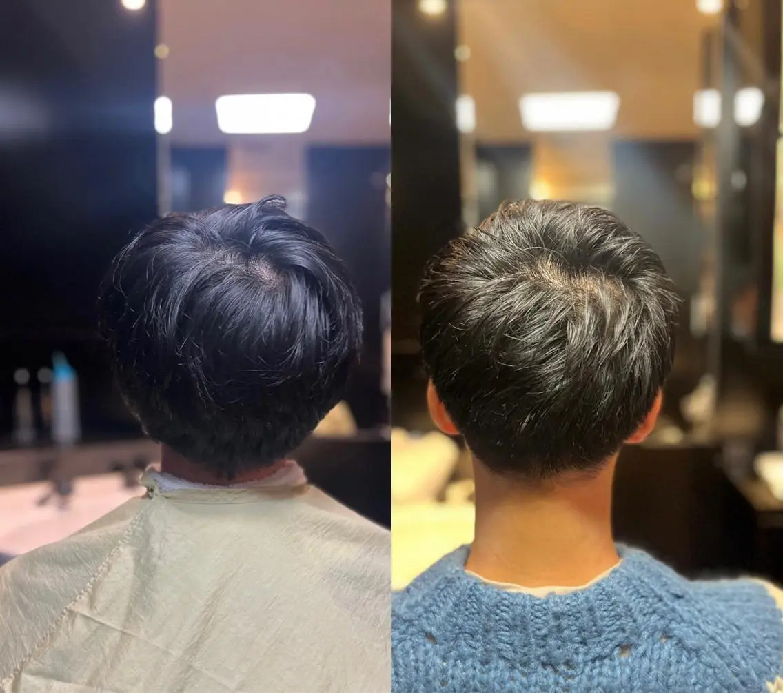 ミディアム 新宿💈カットモデル メンズカットのヘアスタイル