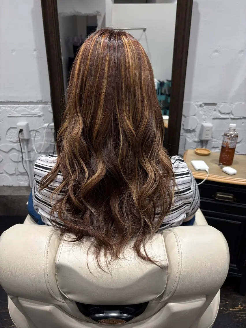 ロング ハイライト 酸性ストレート ヘアカラー こと/都島 /ARCOIRISのヘアスタイル