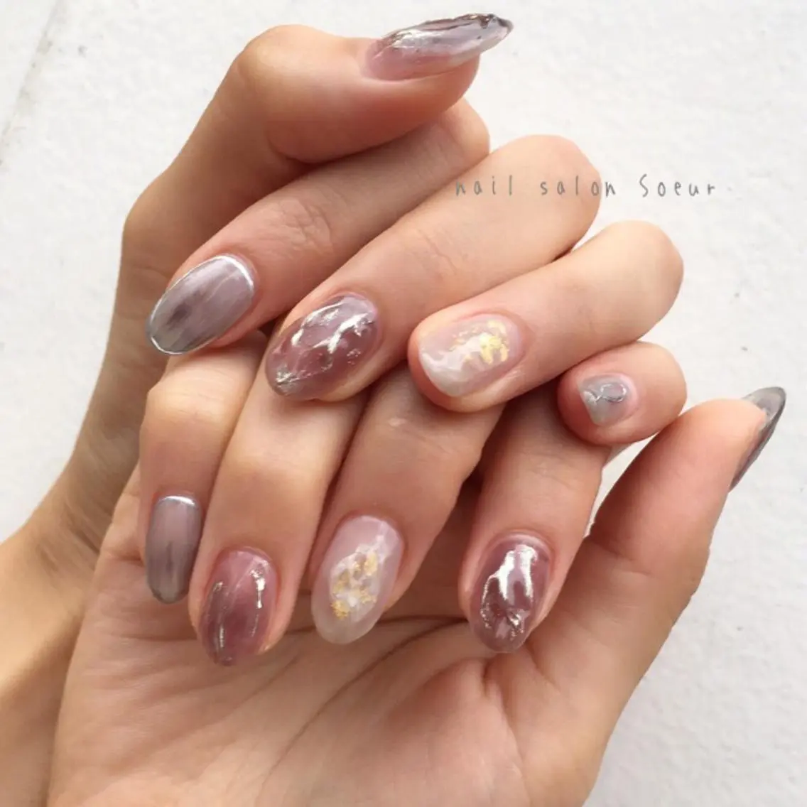 ネイル アートネイル 長さ出し ジェルネイル マットネイル ミラーネイル ハンドネイル nail salon Soeurのネイルデザイン