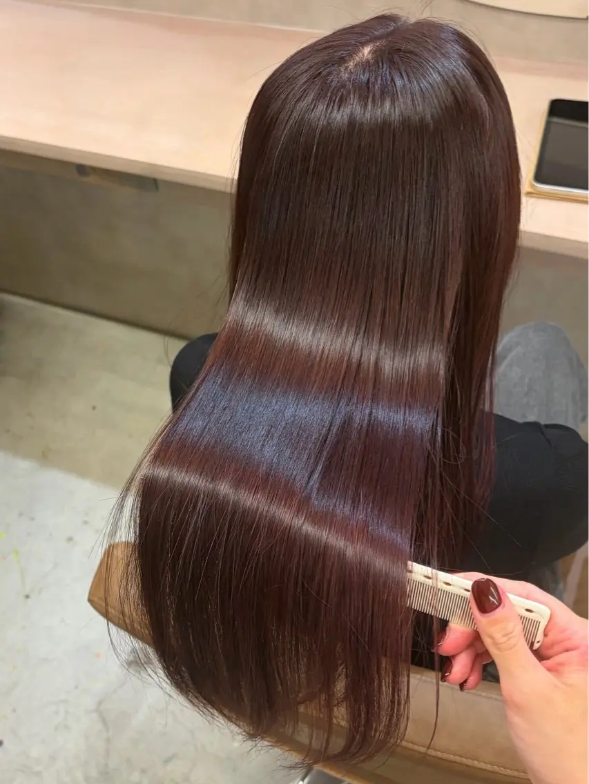 ロング ヘアカラー トリートメント ひとみ🎀美髪矯正 ×透明感カラーのヘアスタイル