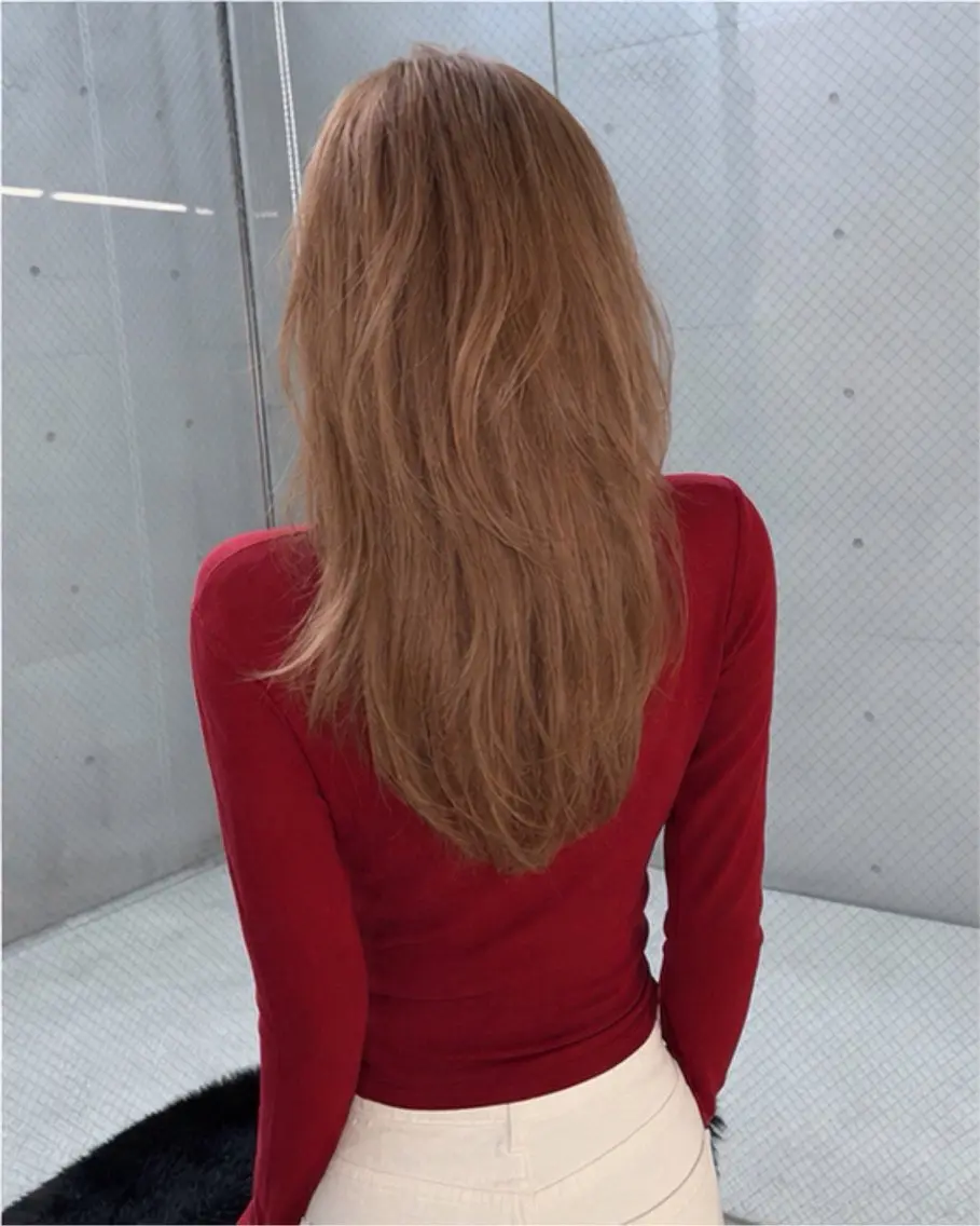 ロング ハッシュカット 韓国風ヘア レイヤーカット トリートメント カット pia 薬院のヘアスタイル