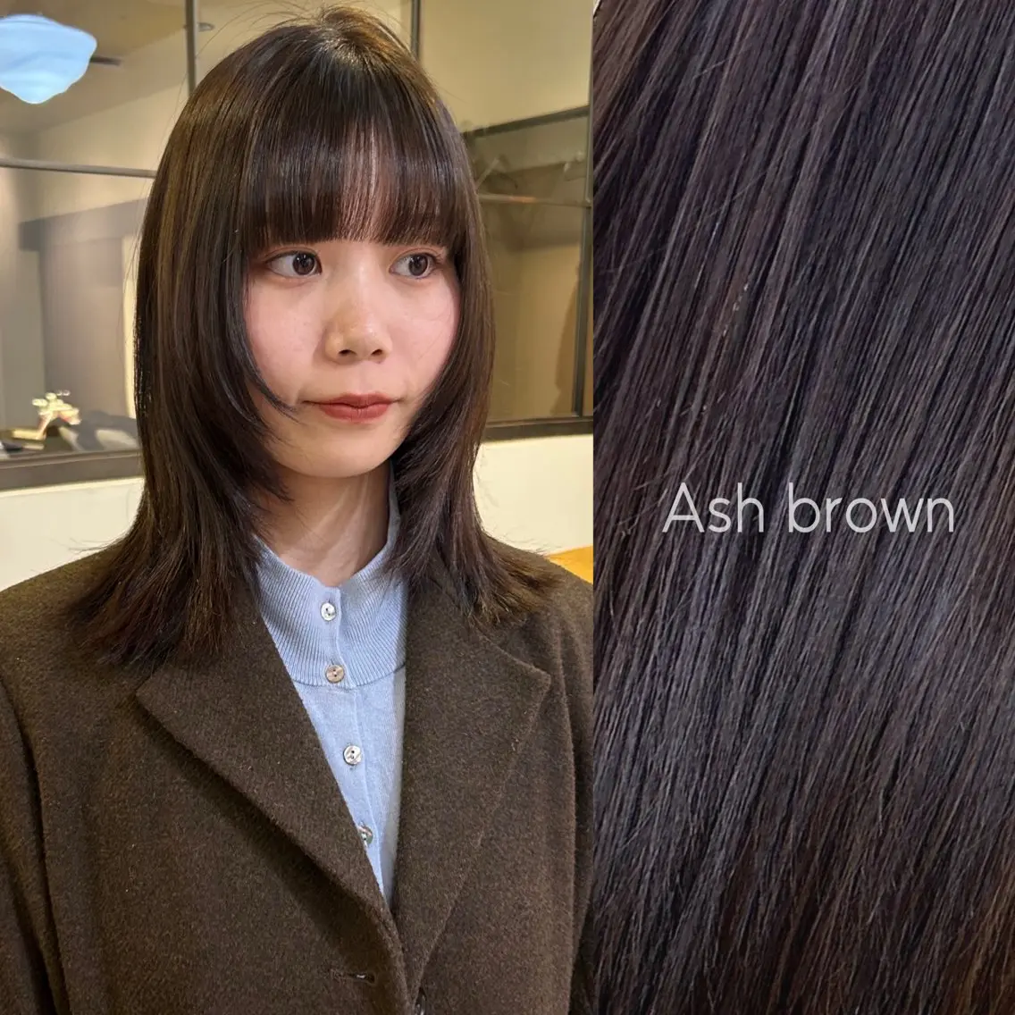 ミディアム カラー カット ヘアカラー トリートメント 透明感カラー レイヤーカット りなのヘアスタイル