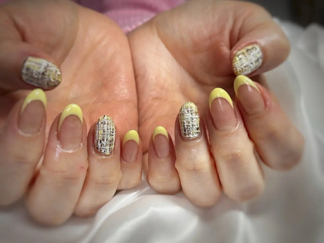 ネイル 春ネイル ツイードネイル ハンドネイル nail ayacaのネイルデザイン