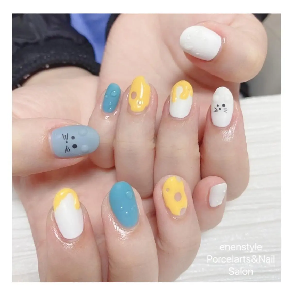 ミディアム ネイル ハンドネイル 🐾enen style 🐾のネイルデザイン