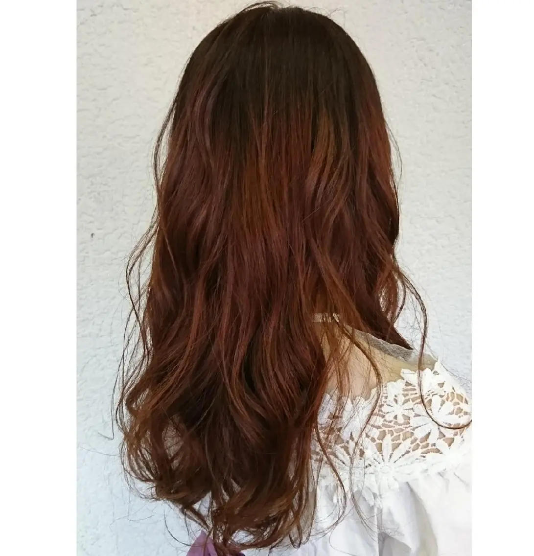 ロング カラー グラデーションカラー レッドカラー 艶カラー/インナー /グラデ/大西小百合のヘアスタイル