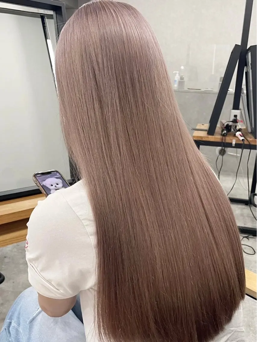 ロング 韓国風ヘア 縮毛矯正 トリートメント 梅田韓国ヘア kiara🩷彡のヘアスタイル