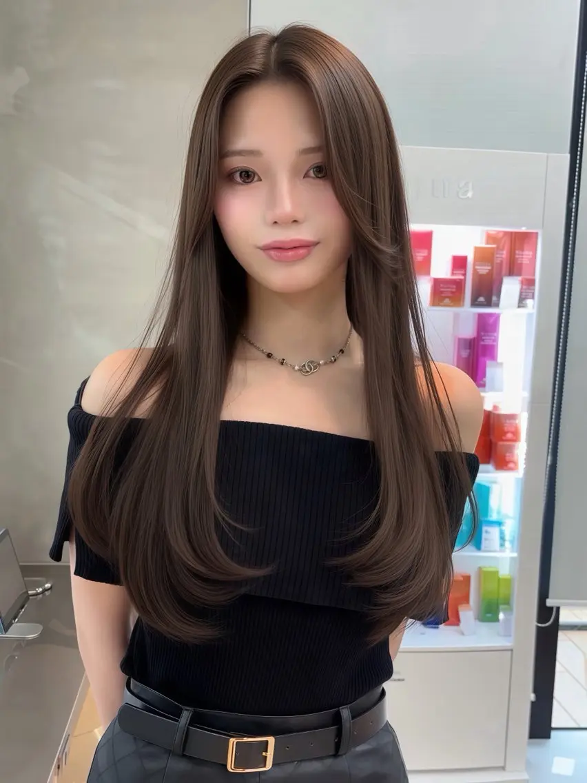 セミロング カラー ヘアアレンジ ベージュカラー ブリーチ 透明感カラー ブリーチなしカラー 髪質改善 【博多髪質改善】 吉村 清志のヘアスタイル