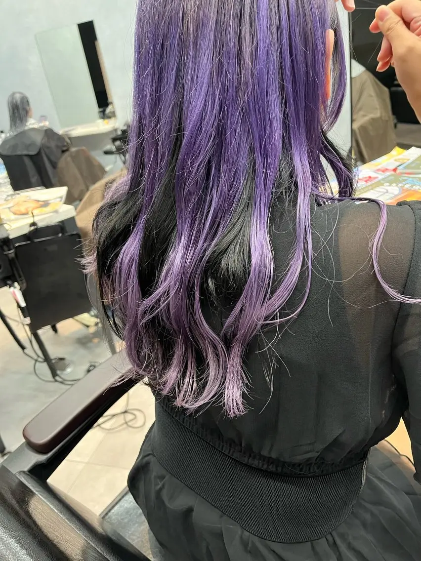 ロング カラー カット ヘアカラー 🎀♥️推しカラー tomoka💜🍭のヘアスタイル
