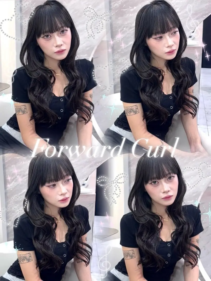セミロング カラー ヘアアレンジ 黒髪 ブルーカラー ブルーブラック 透明感カラー グレージュ カット ヘアカラー 🖤kana韓国ヘア 艶髪カラー特化🖤のヘアスタイル