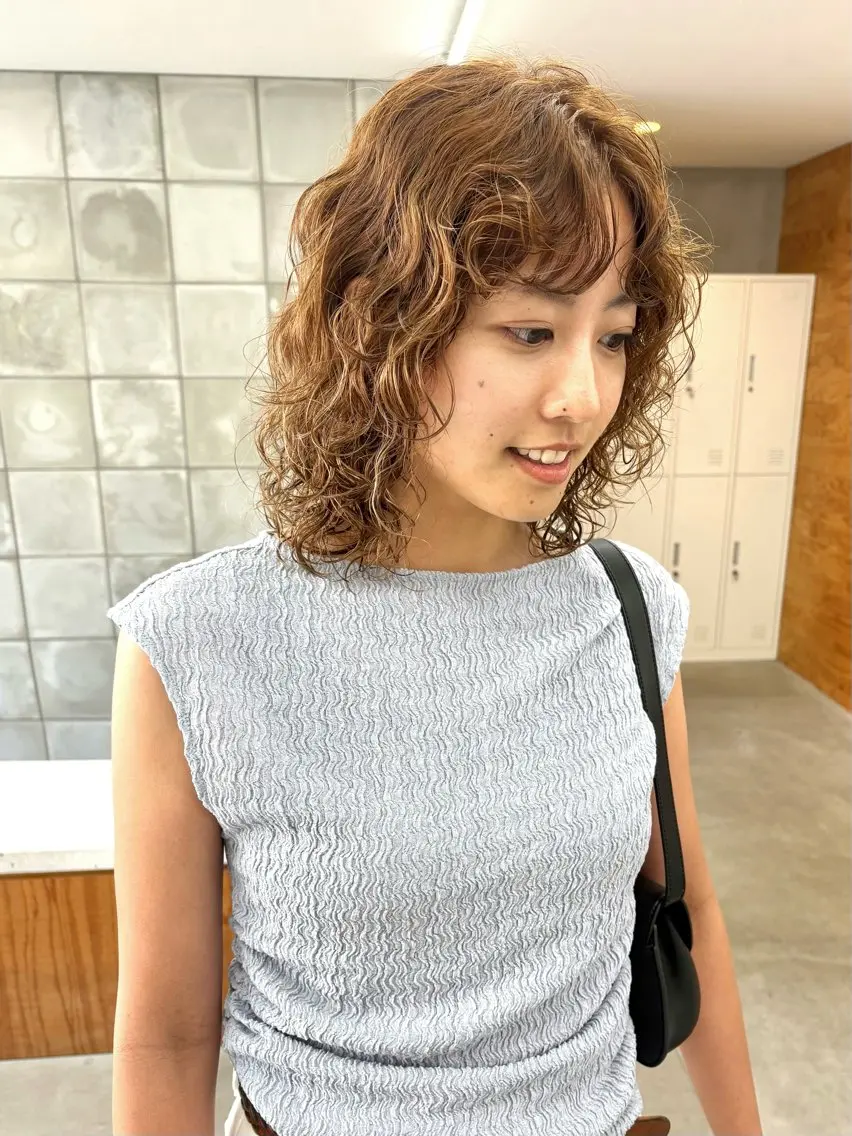 ミディアム パーマ ヘアアレンジ ミディアムパーマ レイヤーカット カット パーマ トリートメント tetohair 森田浩平のヘアスタイル