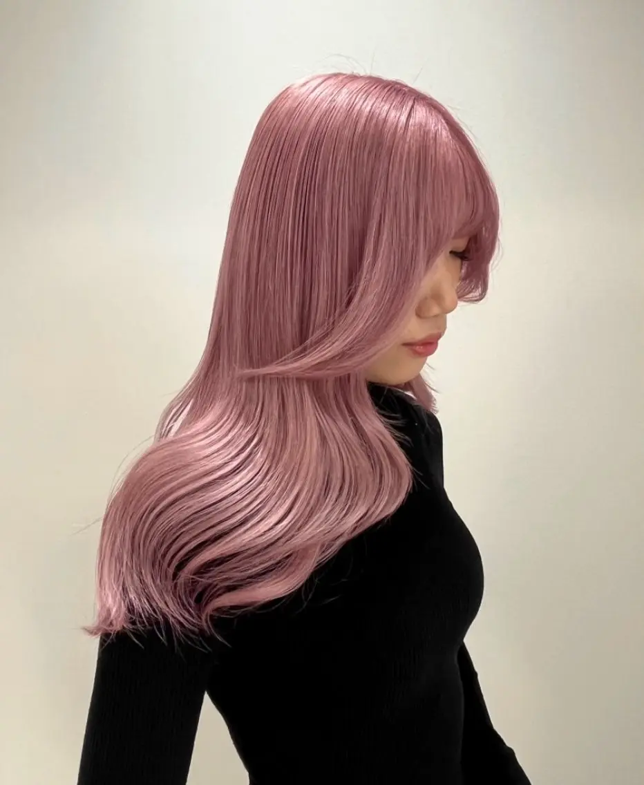ロング カラー ベージュカラー ピンクカラー ピンクベージュ ヘアカラー ブリーチカラー特化 美容師/𝕐𝕌𝕀のヘアスタイル