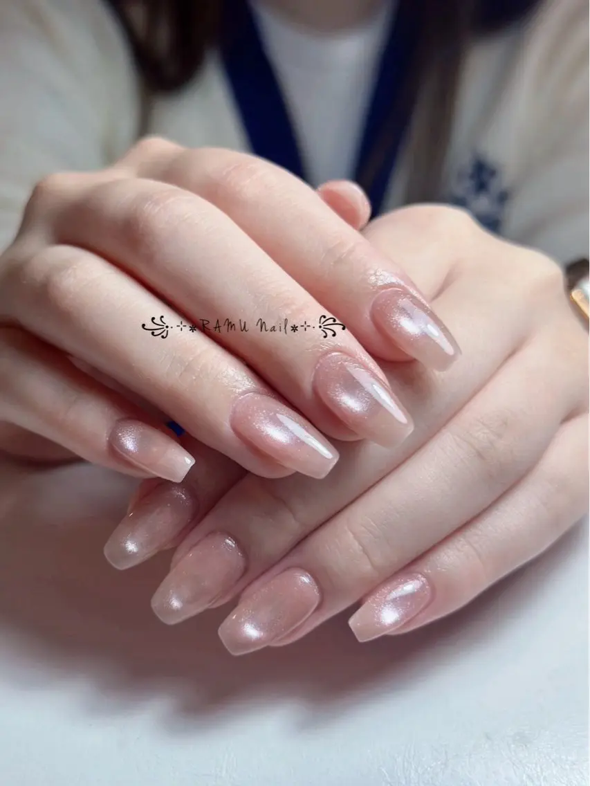 ネイル キラキラネイル マグネットネイル ミラーネイル ピンク 夏ネイル ハンドネイル RAMU Nail 恵比寿店のネイルデザイン