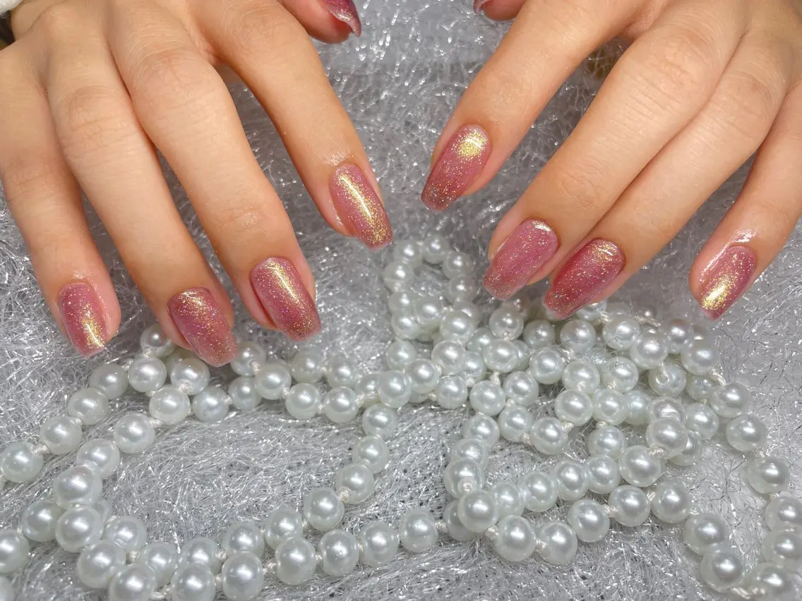 ネイル 長さ出し フットネイル フレンチネイル ジェルネイル ガラスフレンチ More Glam八王子店のネイルデザイン