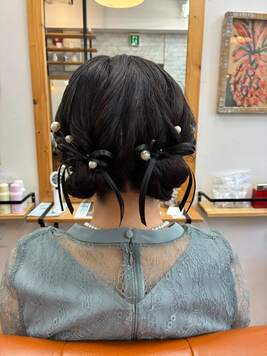 ミディアム ヘアアレンジ 成人式 結婚式・ブライダル ヘアセット KAREN🕊️ 大宮美容室のヘアスタイル