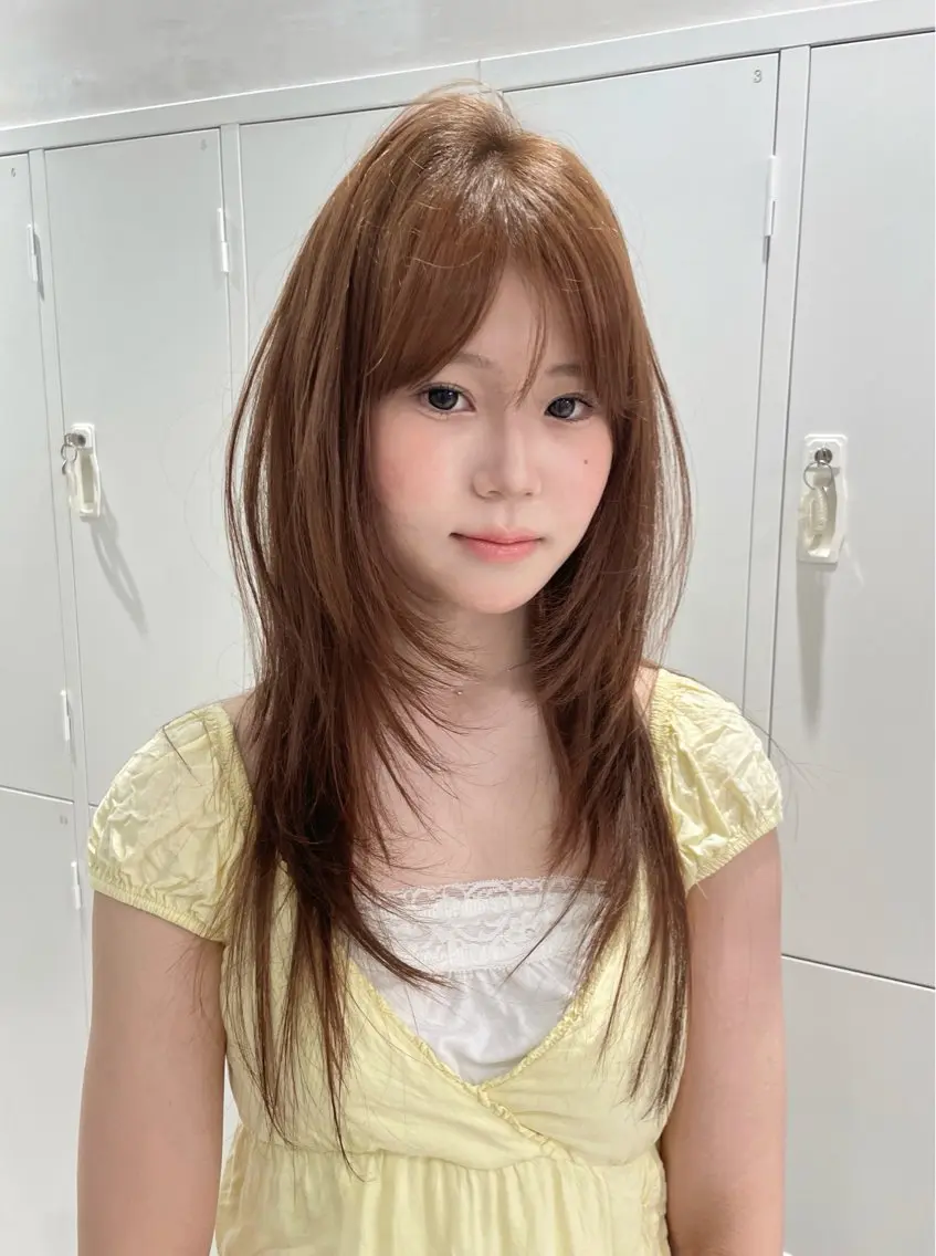 ロング カラー ヘアアレンジ ベージュカラー ハッシュカット カット ヘアカラー トリートメント 🎀レイヤーカット/ 韓国ヘア🎀mahoのヘアスタイル