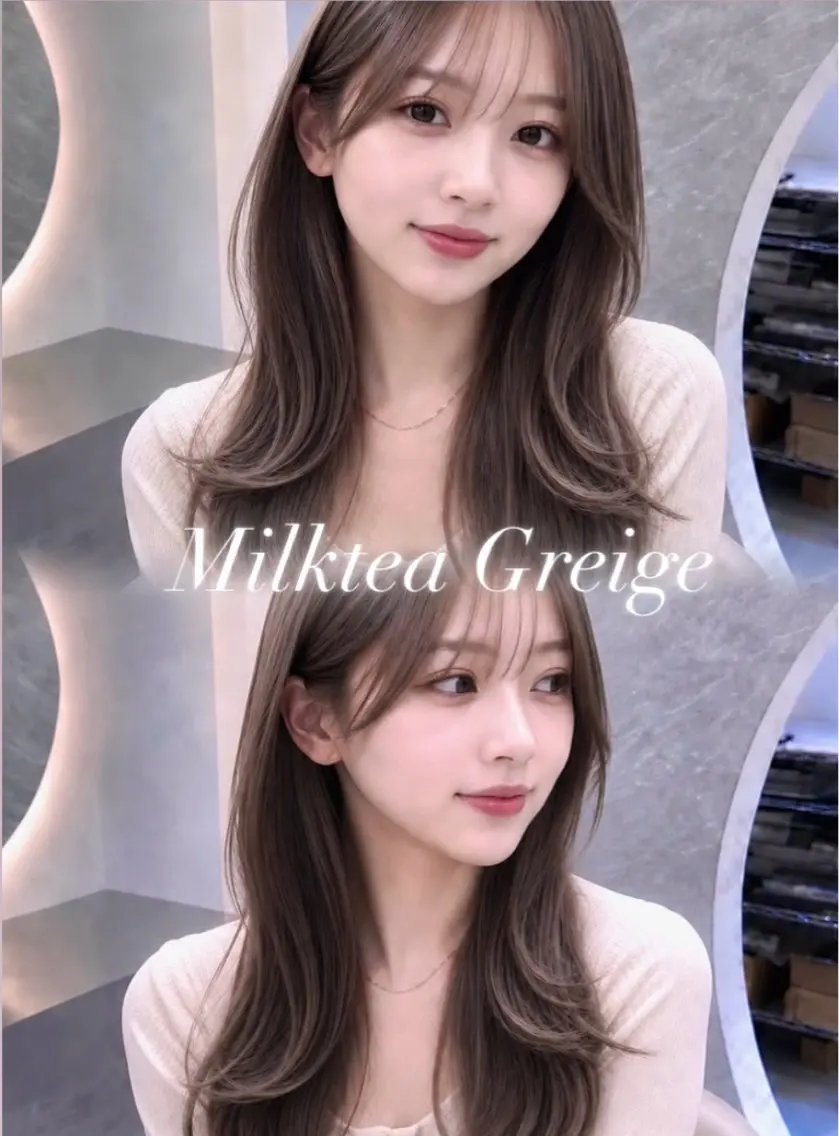 セミロング カラー ヘアアレンジ 黒髪 ブルーカラー ブルーブラック 透明感カラー グレージュ ヘアカラー 🖤kana韓国ヘア 艶髪カラー特化🖤のヘアスタイル