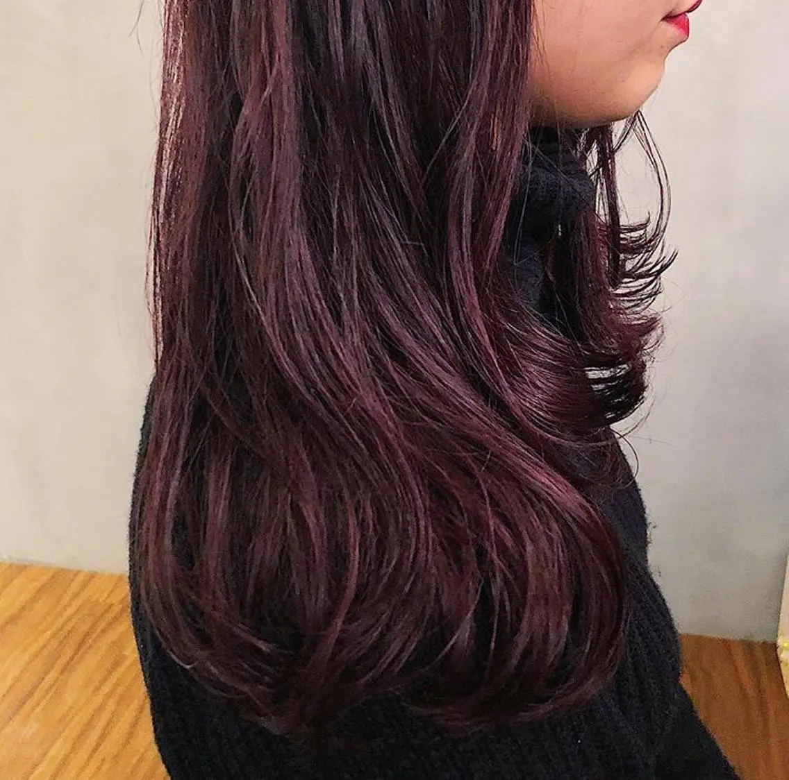 ロング カラー ローズカラー バイオレットカラー ロング 酸性縮毛矯正🧴韓国 レイヤー/髪質改善のヘアスタイル