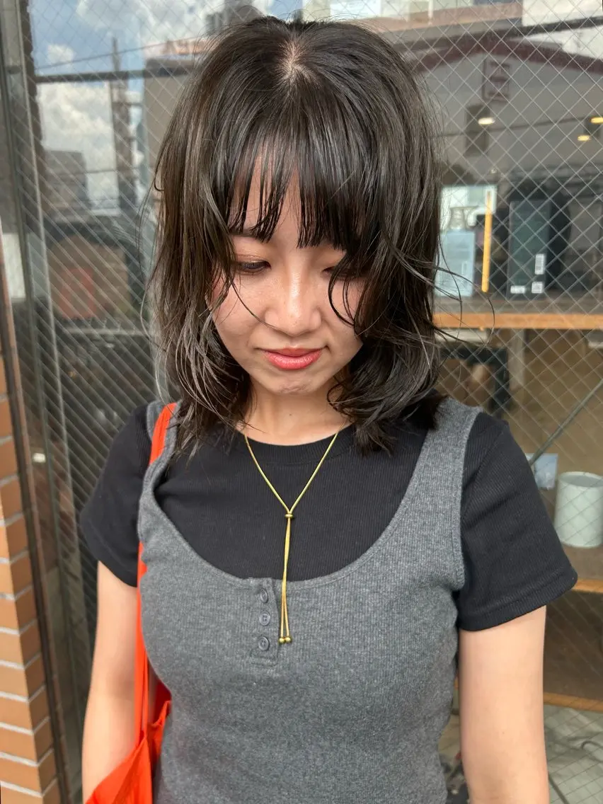 ミディアム パーマ カット パーマ momona english okのヘアスタイル
